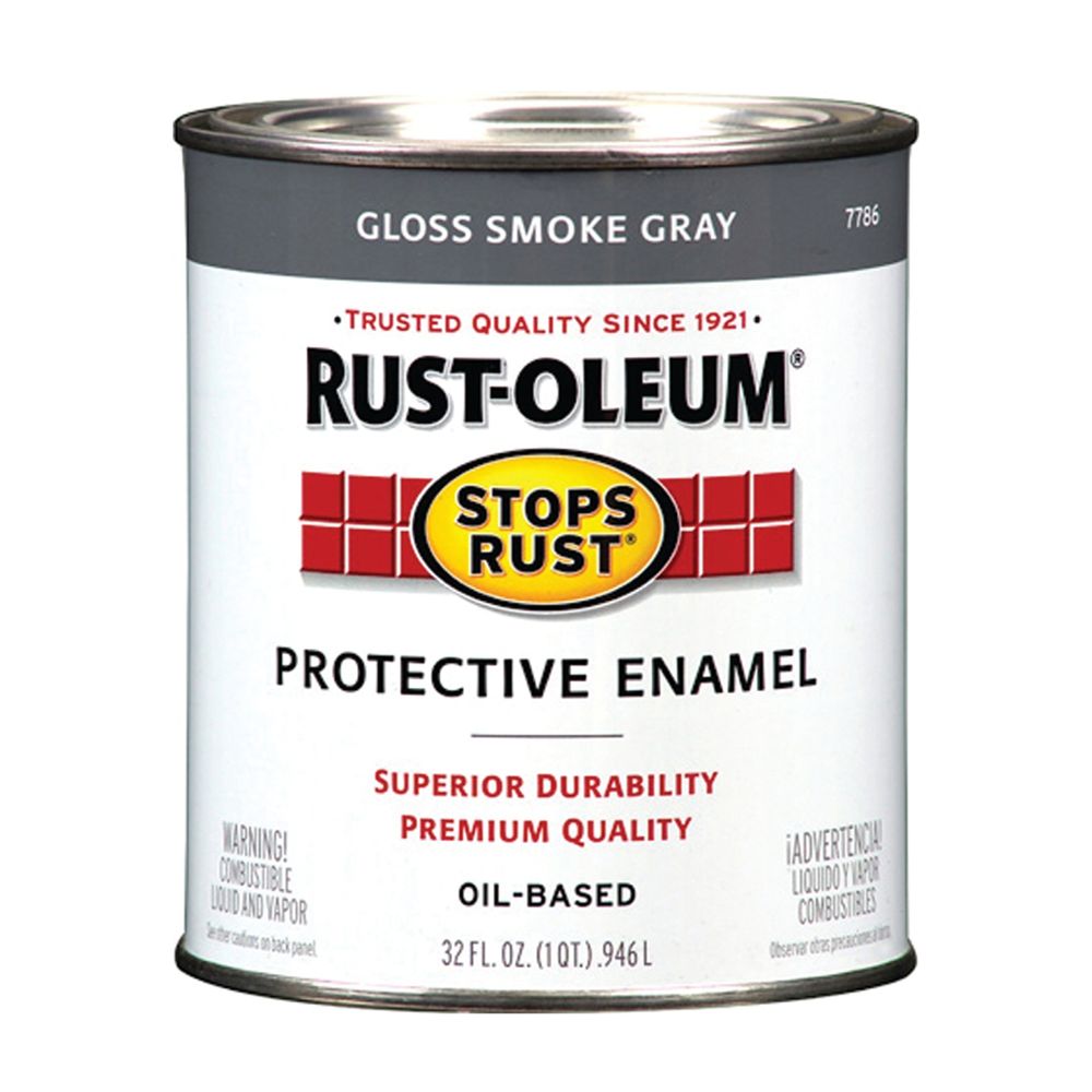 Rust-Oleum 1 qt. Gloss Smoke Gray Stops Rust Protective Enamel Paint