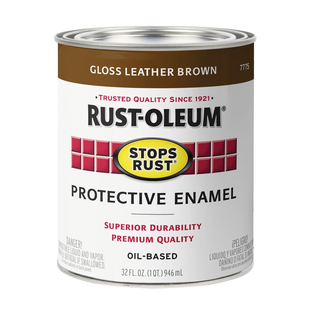 Rust-Oleum 1 qt. Stops Rust Gloss Leather Brown Protective Enamel Paint