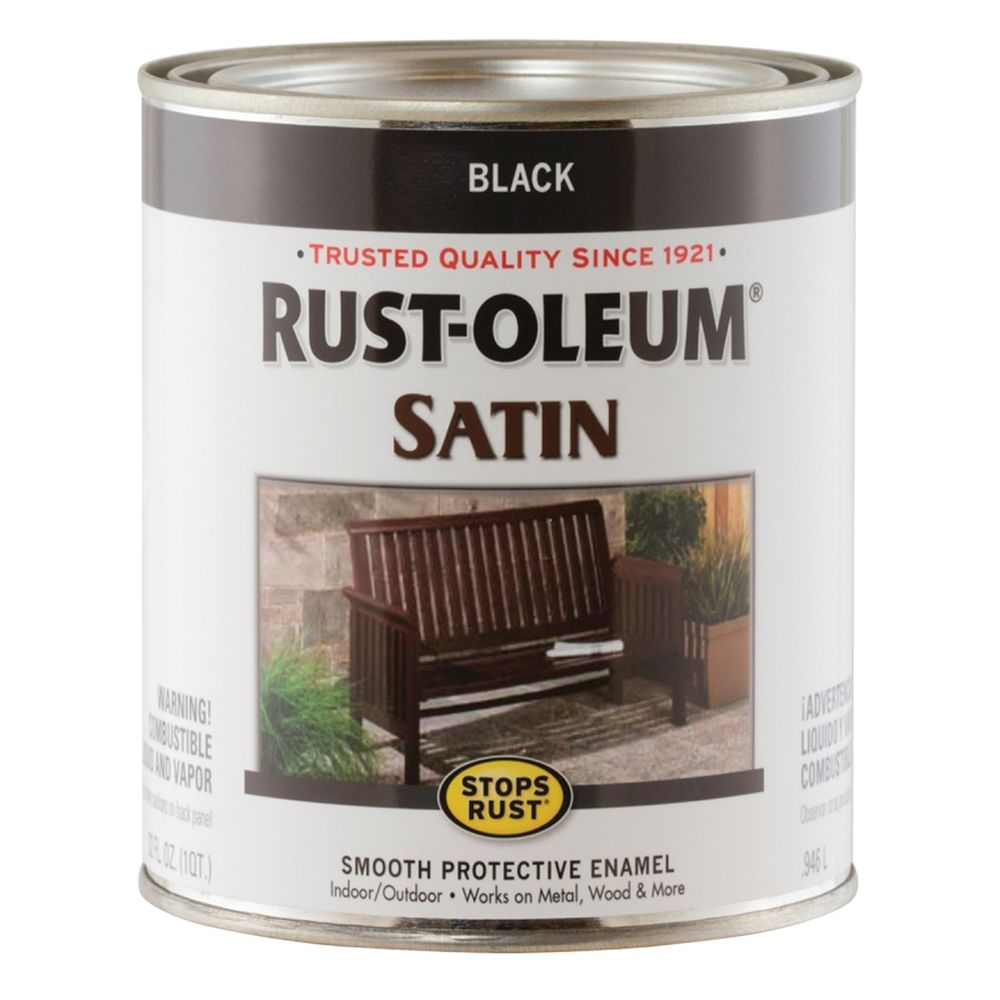 Rust-Oleum 1 Quart Satin Black Stops Rust Enamel Paint