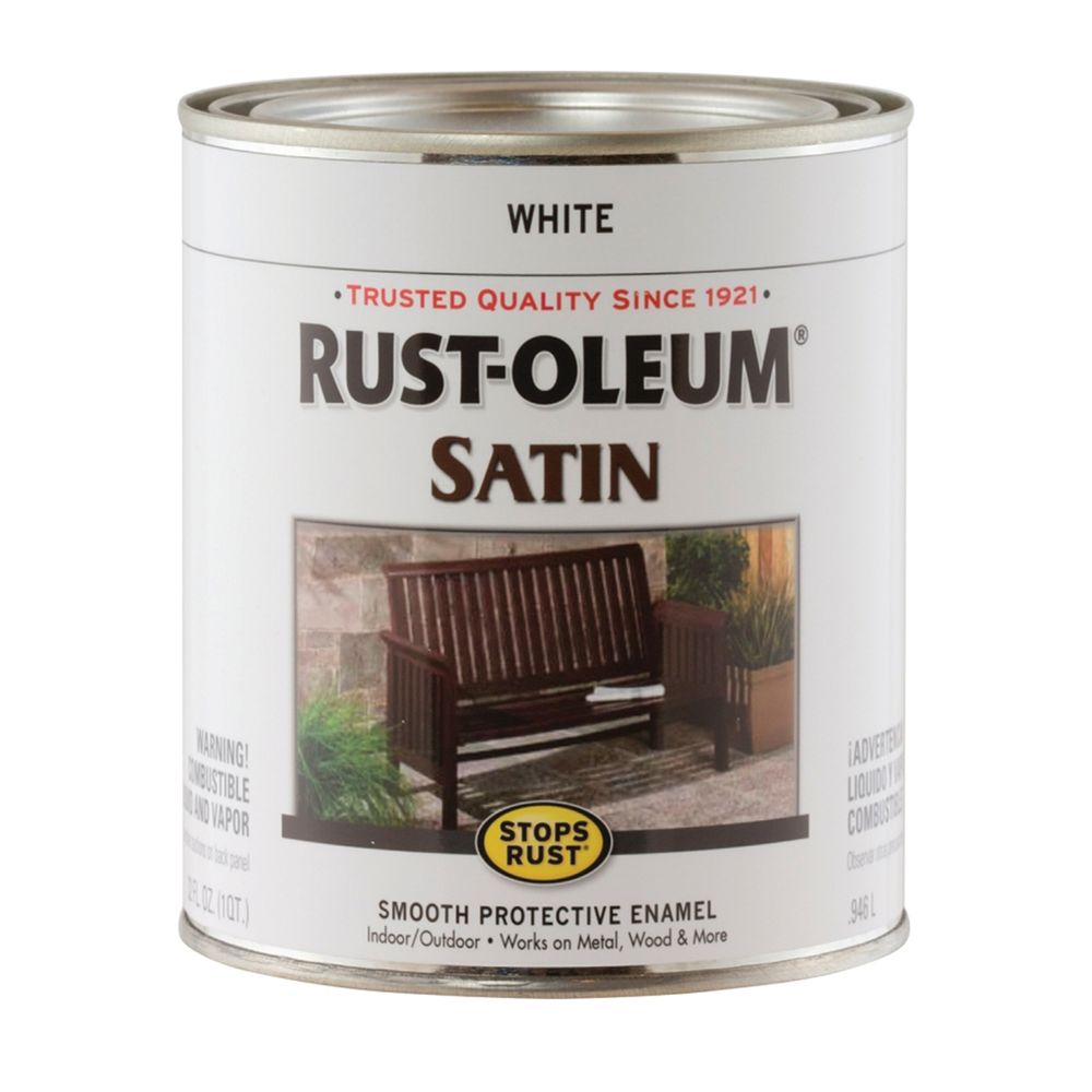 Rust-Oleum 1 qt. Stops Rust Satin White Enamel Paint