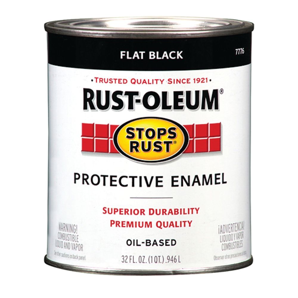 Rust-Oleum 1 qt. Flat Black Stops Rust Oil-Based Protective Enamel Paint