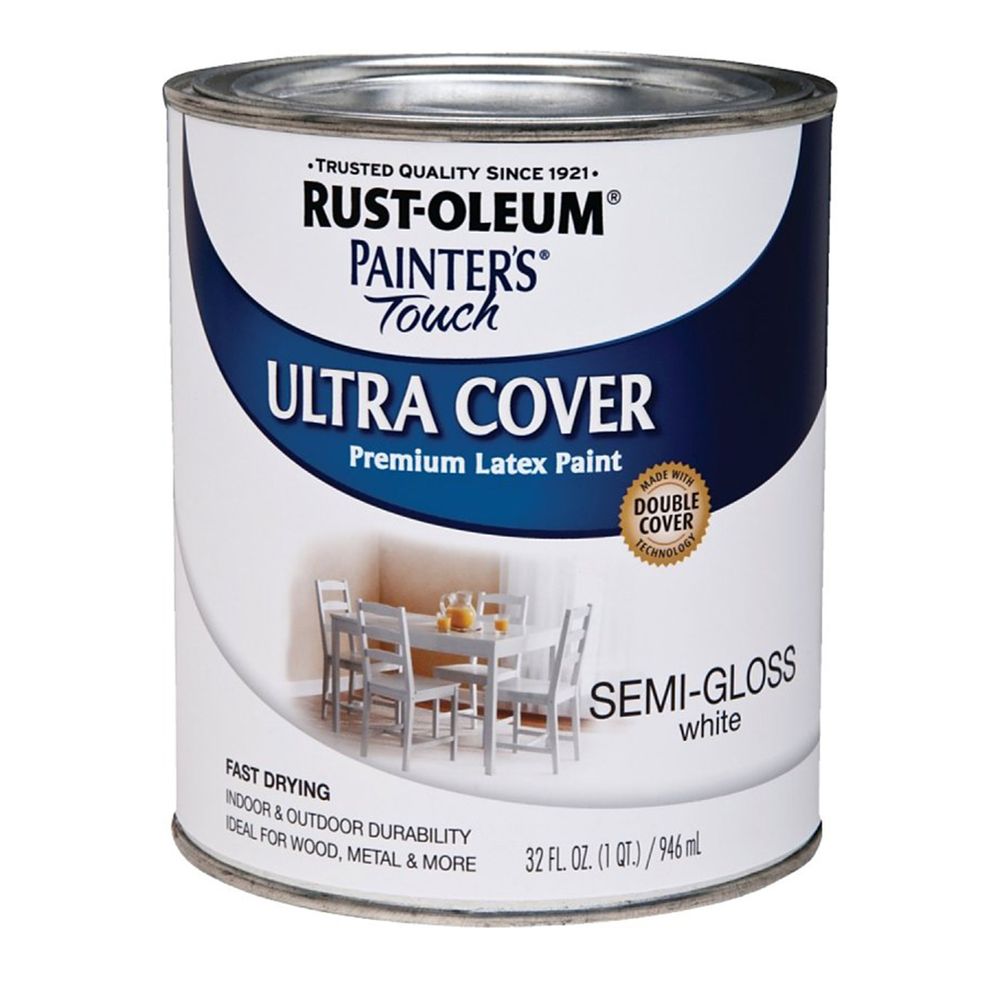 Rust-Oleum 1 qt. Painters Touch Ultra Cover Semi-Gloss White Latex Paint