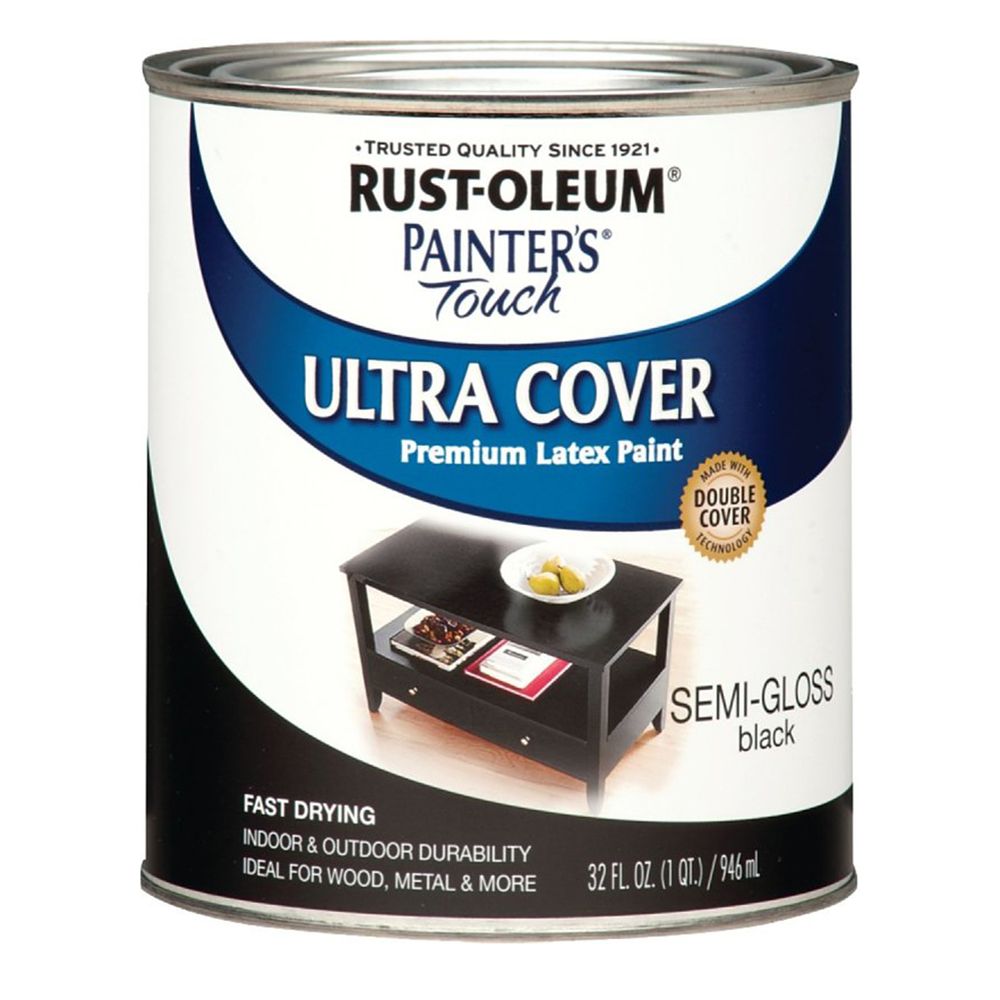 Rust-Oleum 1 qt. Painters Touch Ultra Cover Semi-Gloss Black Latex Paint