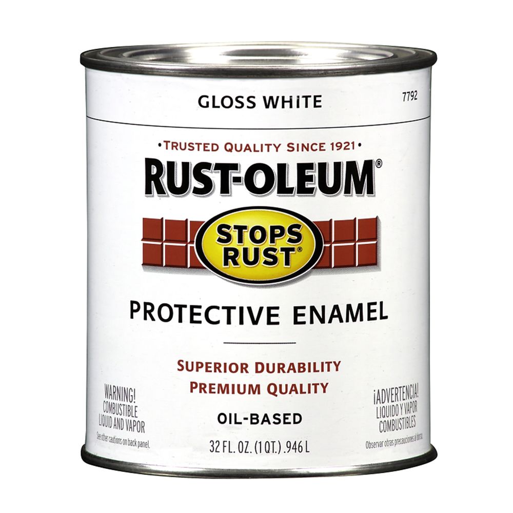 Rust-Oleum 1 qt. Stops Rust Gloss White Oil-Based Protective Enamel Paint
