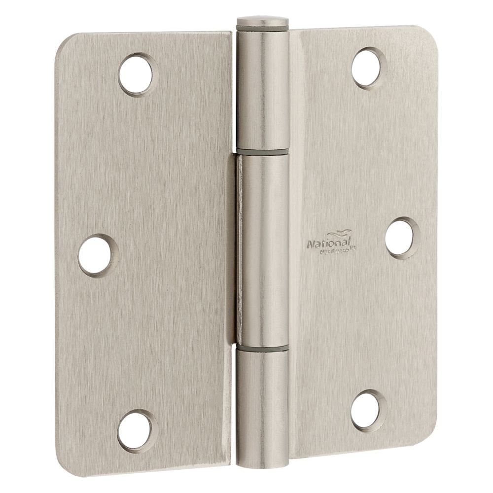 National Hardware 3-1/2 in. Satin Nickel Squeak Guard Door Hinge, 1/4 in. Radius