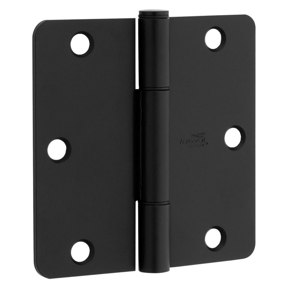 National Hardware 3-1/2 in. Squeak Guard Matte Black Door Hinge