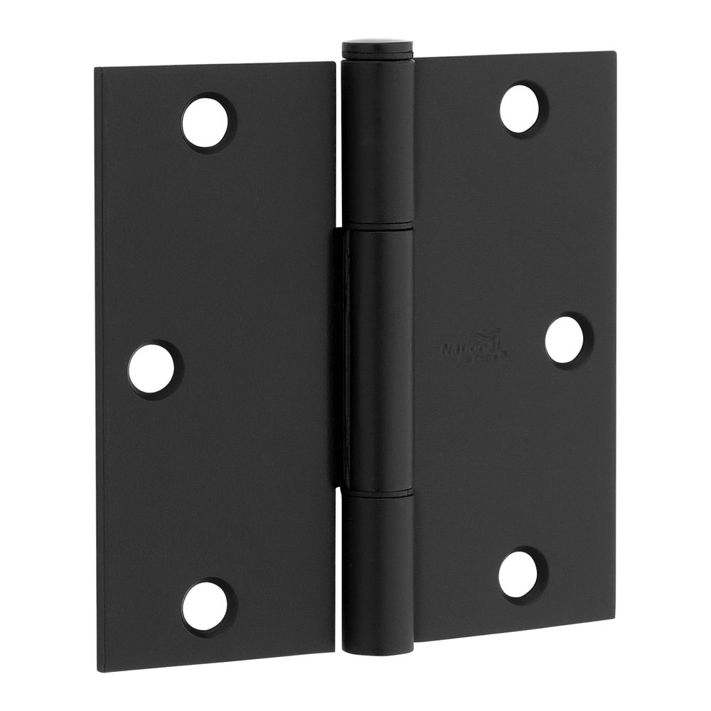 National Hardware 3-1/2 in. Matte Black Square Squeak Guard Door Hinge