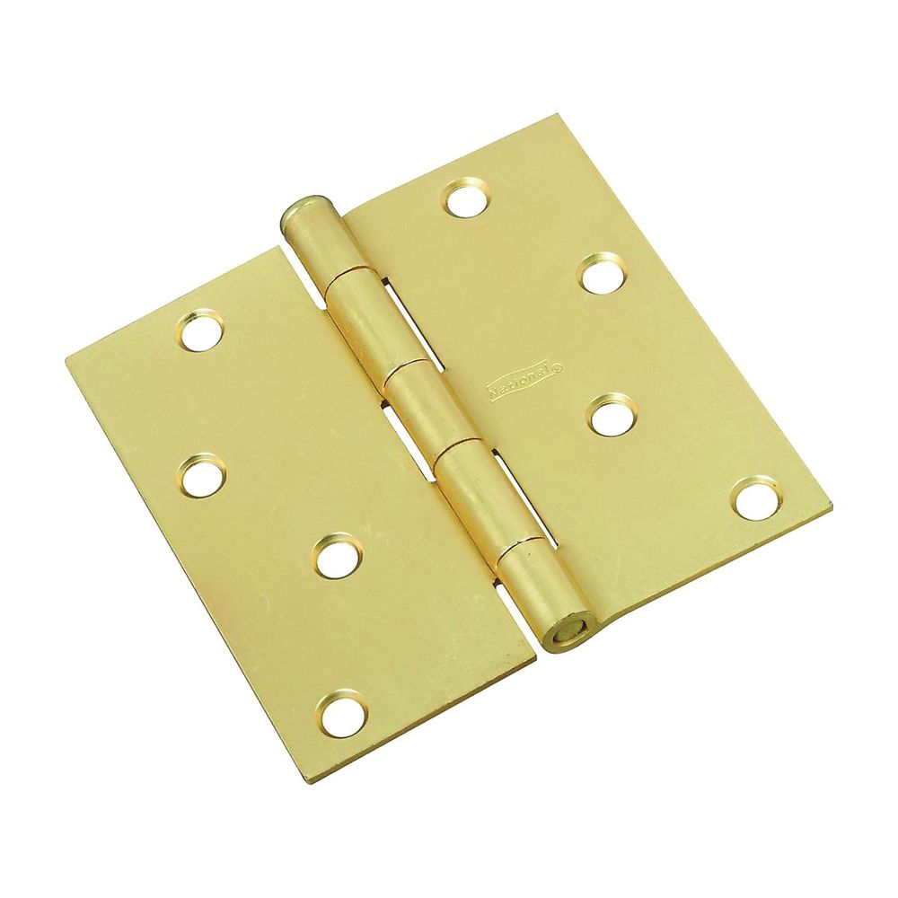 National Hardware 4 in. Satin Brass Square Corner Door Hinge