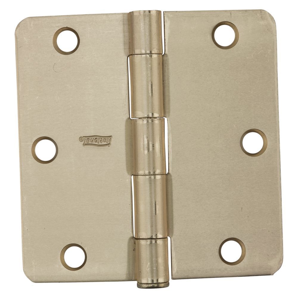 National Hardware 3-1/2 in. 1/4 in. Radius Corner Satin Brass Door Hinge