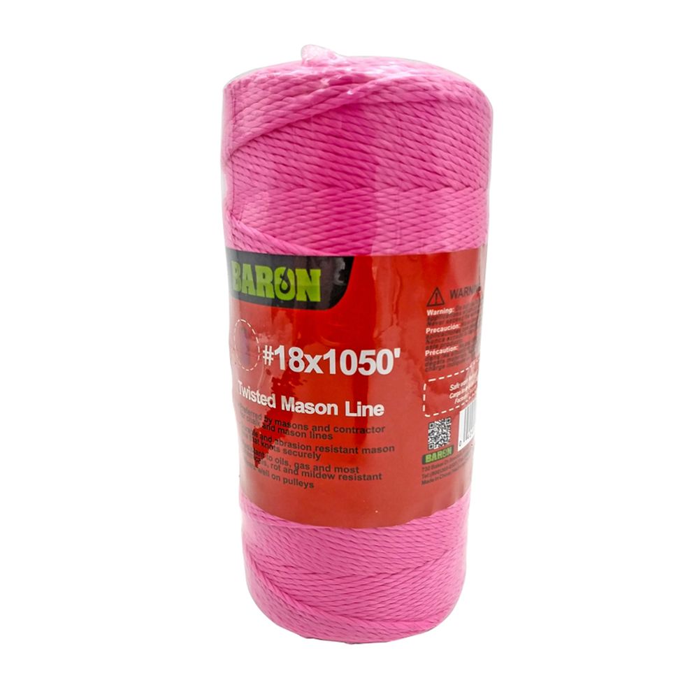 Baron Mfg #18 x 1,050 ft. Pink Twisted Mason Line