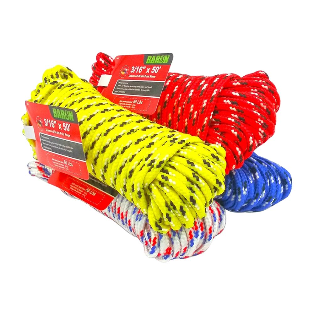 Baron Mfg 3/16 in. x 50 ft. Diamond Braid Polypropylene Rope
