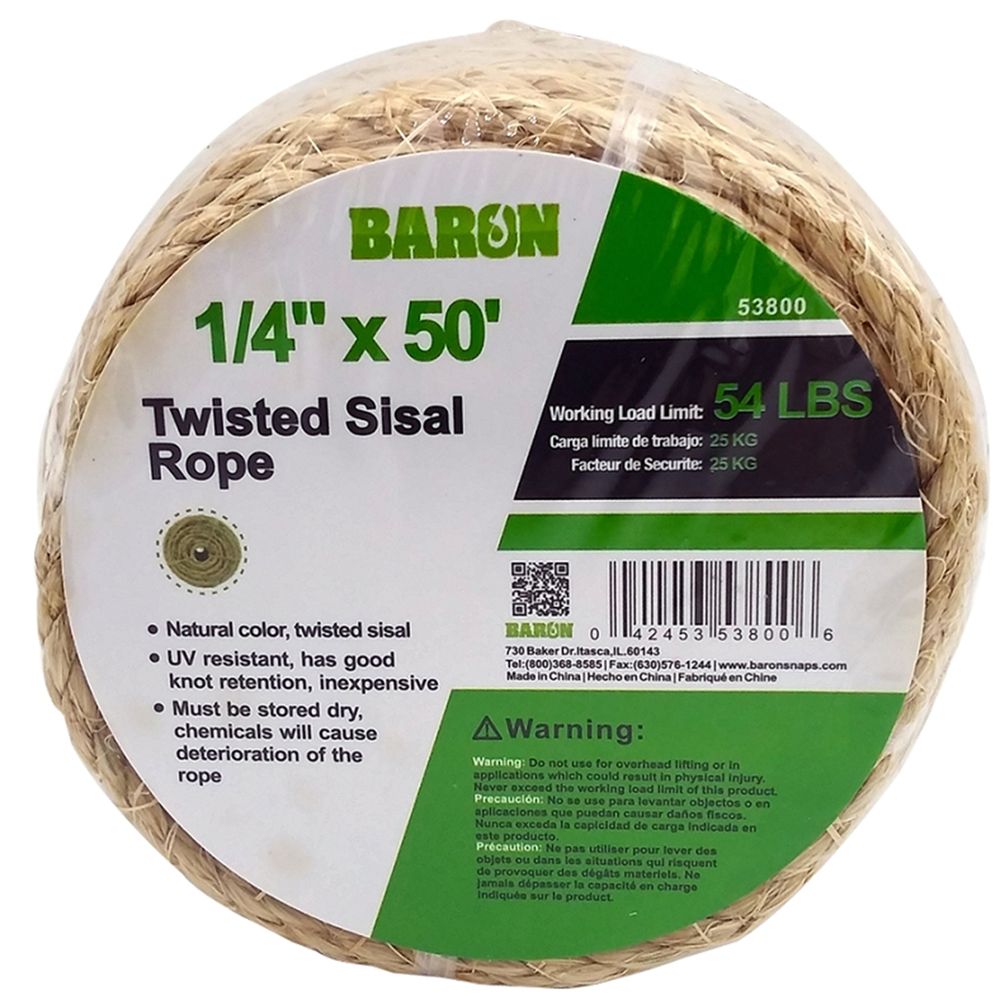 Baron 1/4 in. x 50 ft. Twisted Sisal Rope