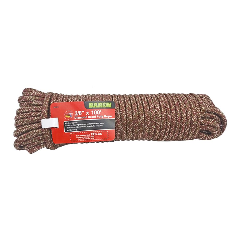 Baron Mfg 3/8 in. x 100 ft. Camouflage Diamond Braided Polypropylene Rope