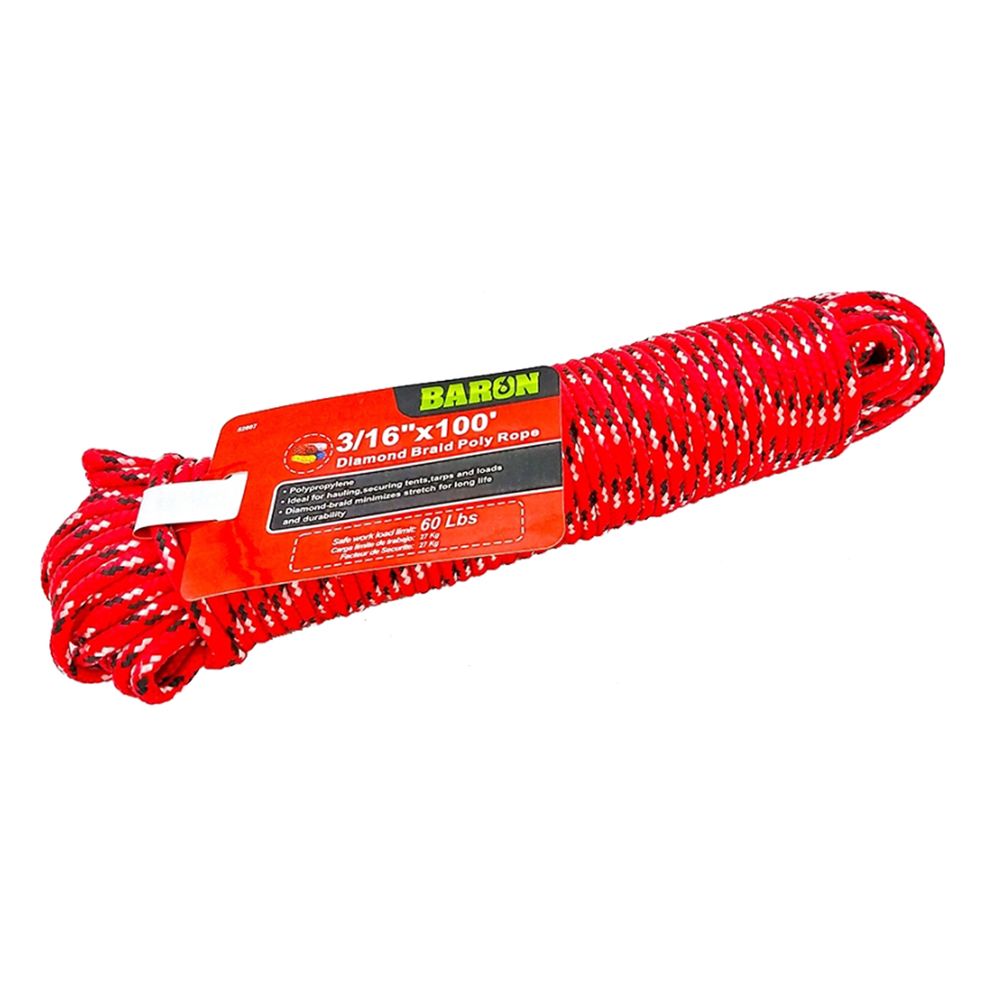 Baron 3/16 in. x 100 ft. Diamond Braid Polypropylene Rope