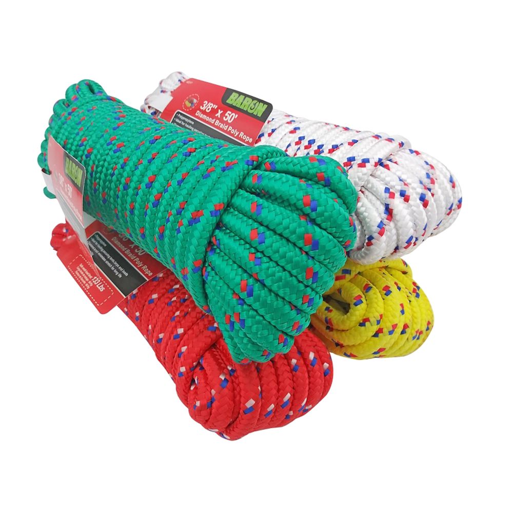 Baron Mfg 3/8 in. x 50 ft. Diamond Braid Polypropylene Rope
