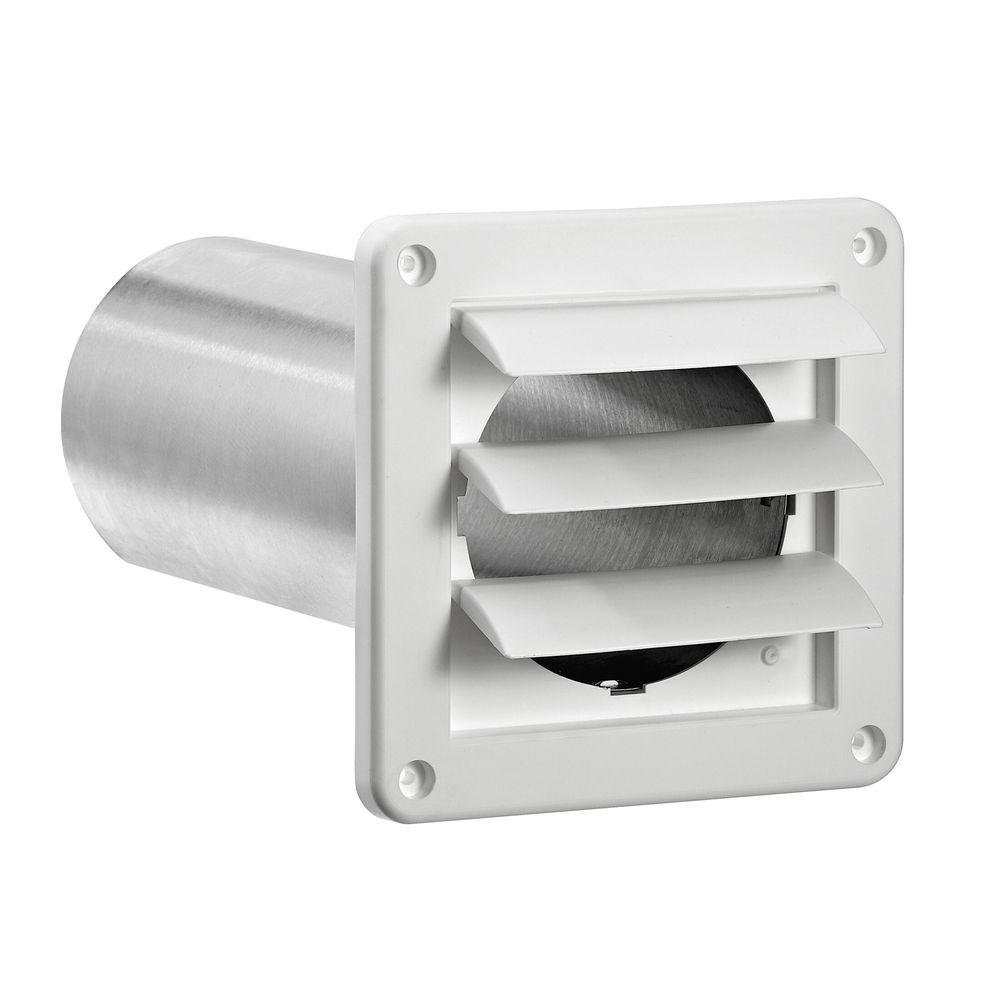 Lambro 4 in. White Plastic Louvered Dryer Vent Hood