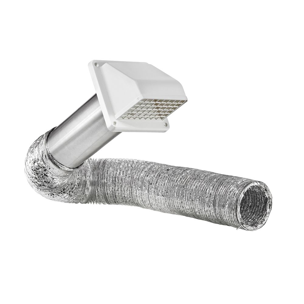Lambro 4 in. x 8 ft. White Clothes Dryer Wall Hood Vent Kit