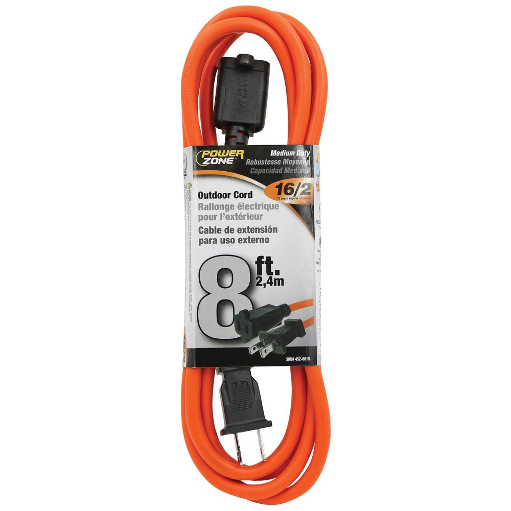 PowerZone 8 ft. 16/2 SJTW Outdoor Extension Cord