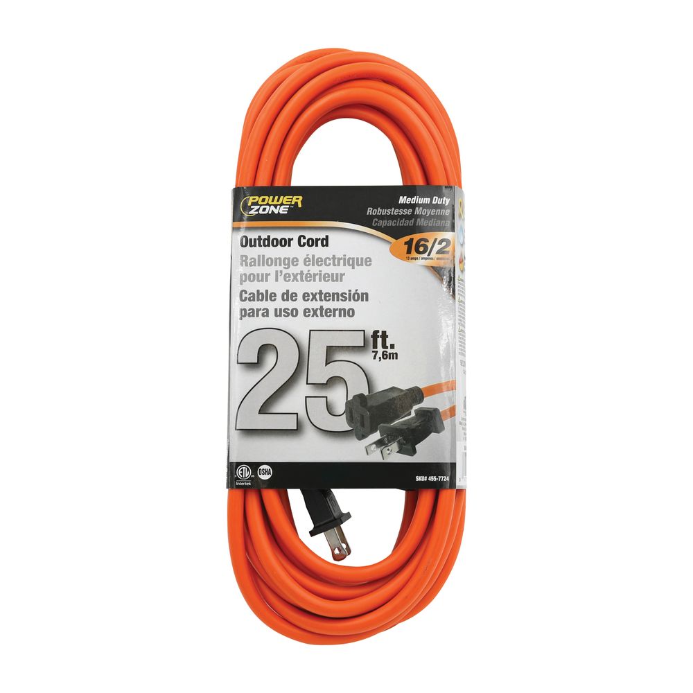 PowerZone 25 ft. 16/2 SJTW Orange Outdoor Extension Cord