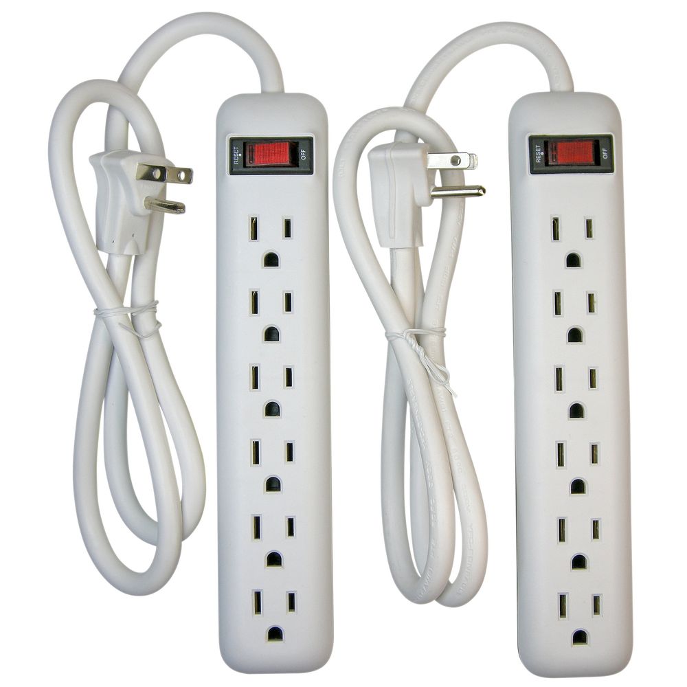 Powerzone 18 ft. 6-Outlet Power Strip, 2-Pack