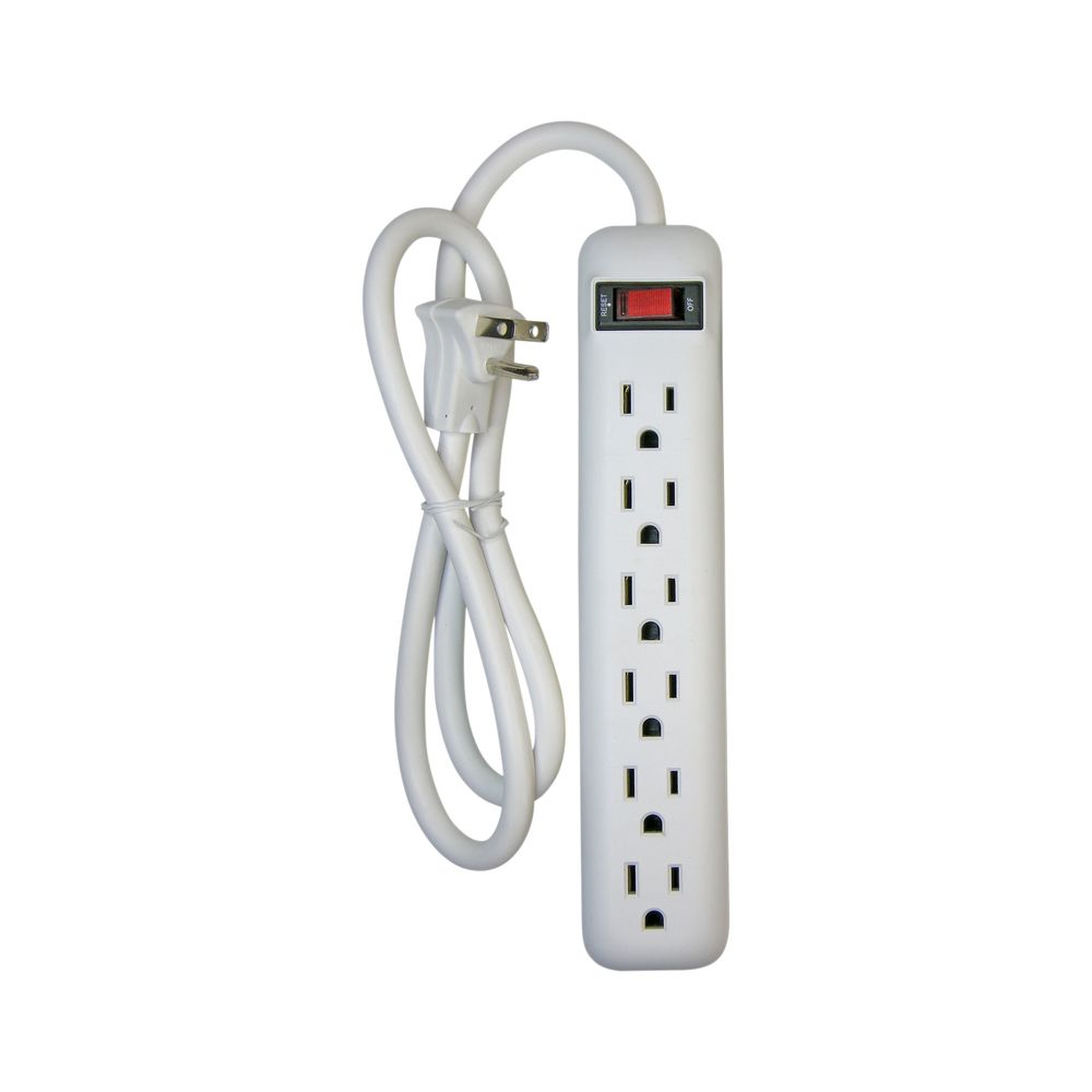 Powerzone 3 ft. 6-Outlet Circuit Breaker Power Strip, White