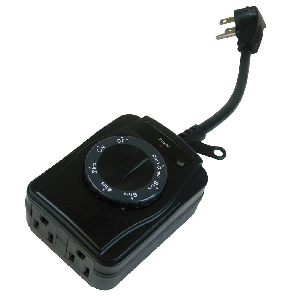 PowerZone Outdoor Photocell 2-Outlet Countdown Timer