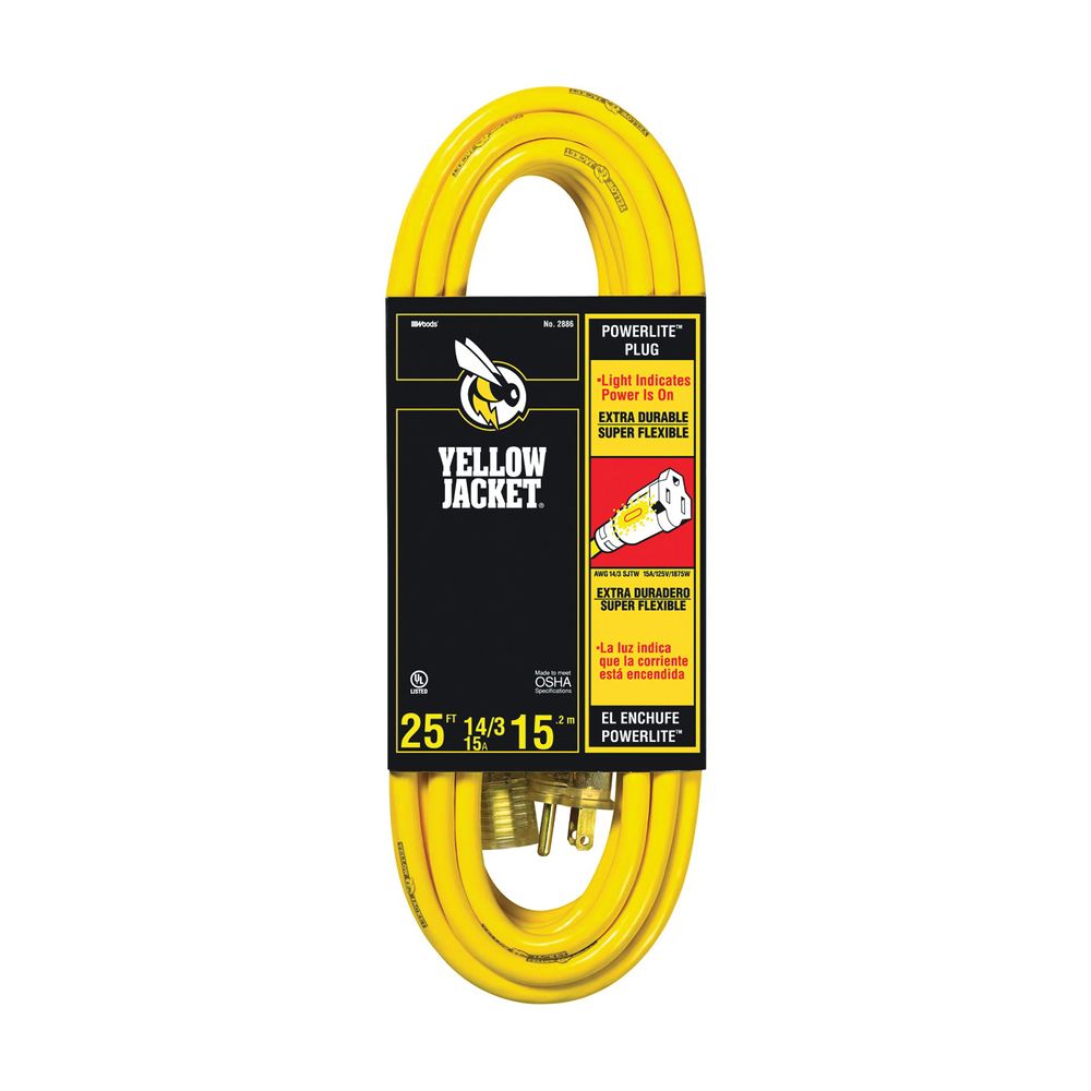 Yellow Jacket 25 ft. 14/3 Lighted Extension Cord