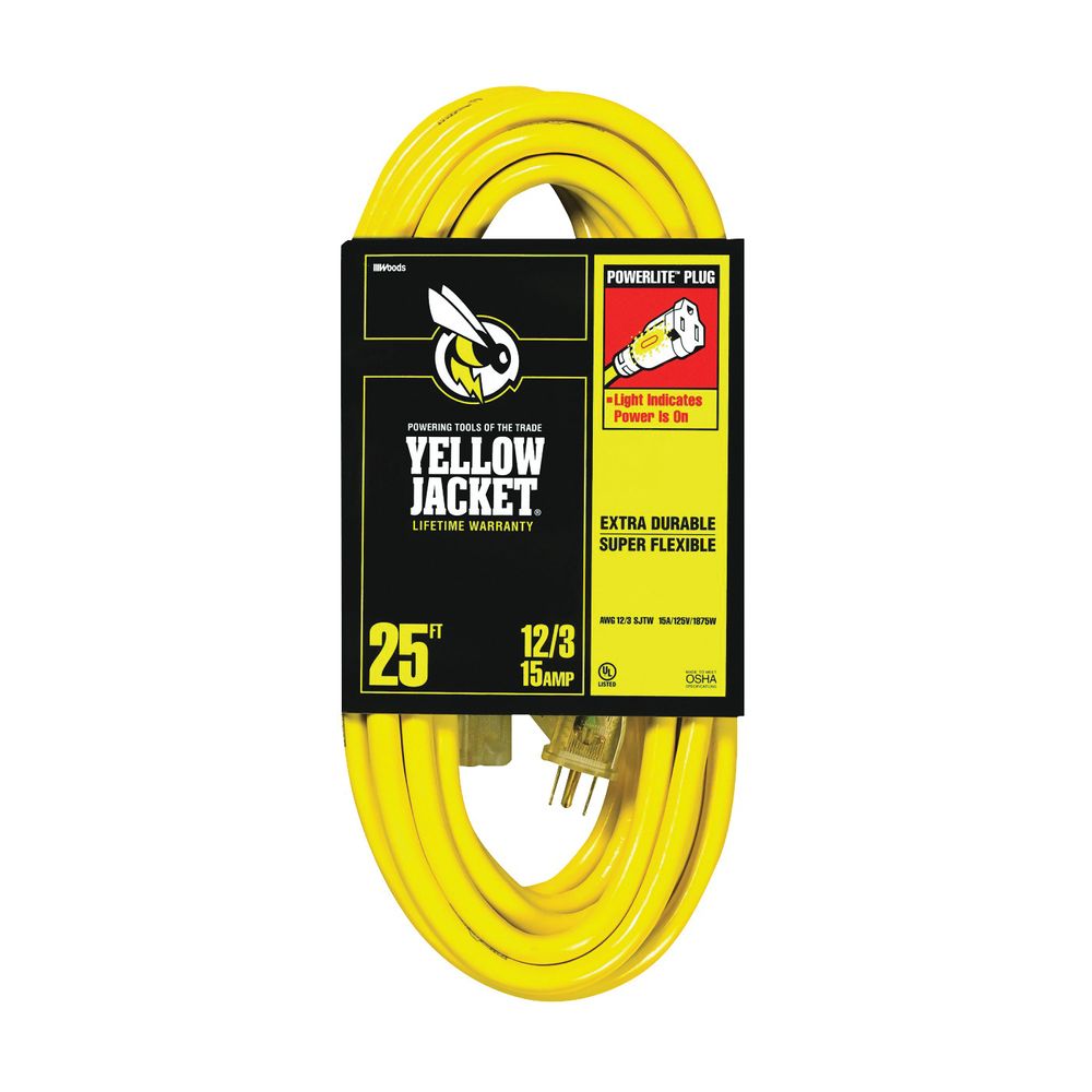 Yellow Jacket 25 ft. 12/3 Lighted Extension Cord