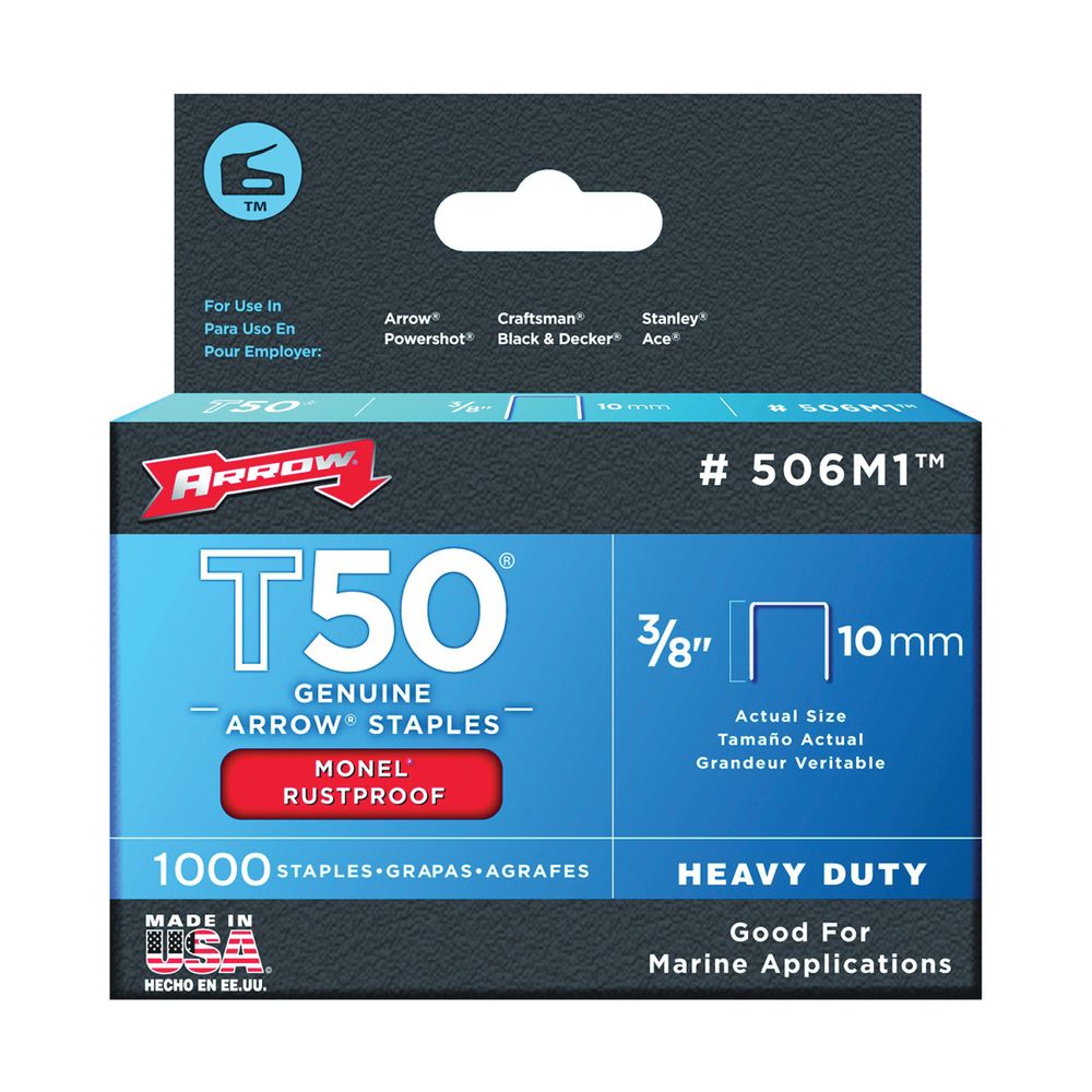 Arrow 3/8 in. T50 Monel Staples, 1,000-Pack