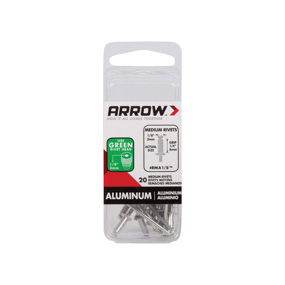 Arrow 1/8 in. x 1/8 in. White Aluminum Pop Rivet, 25-Pack