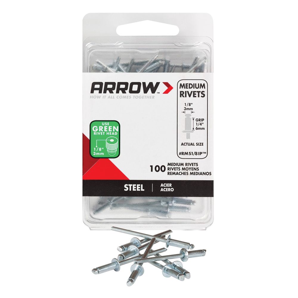 Arrow 1/8 in. x 1/4 in. Medium Steel Pop Rivet
