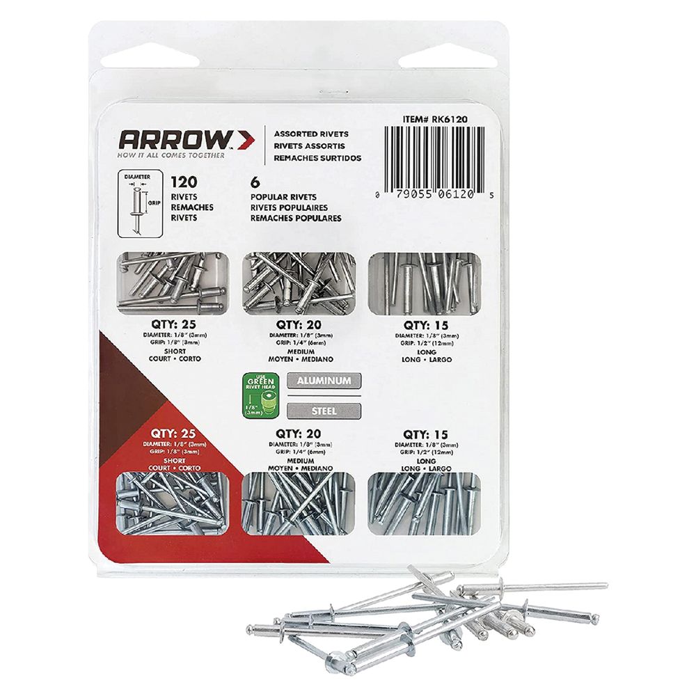 Arrow 120-Piece Pop Rivet Assortment Pack