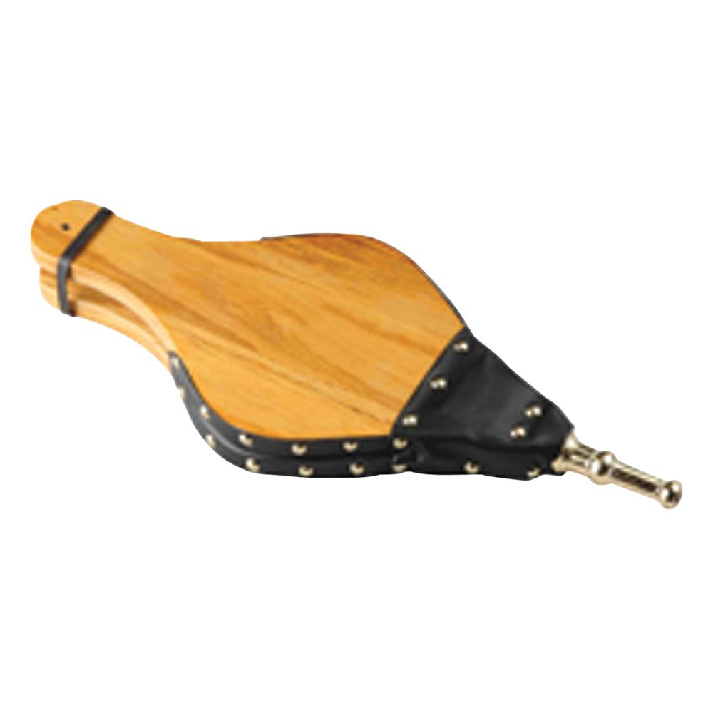 Simple Spaces 15 in. x 6 in. Wood Fireplace Bellows with Brass Trim