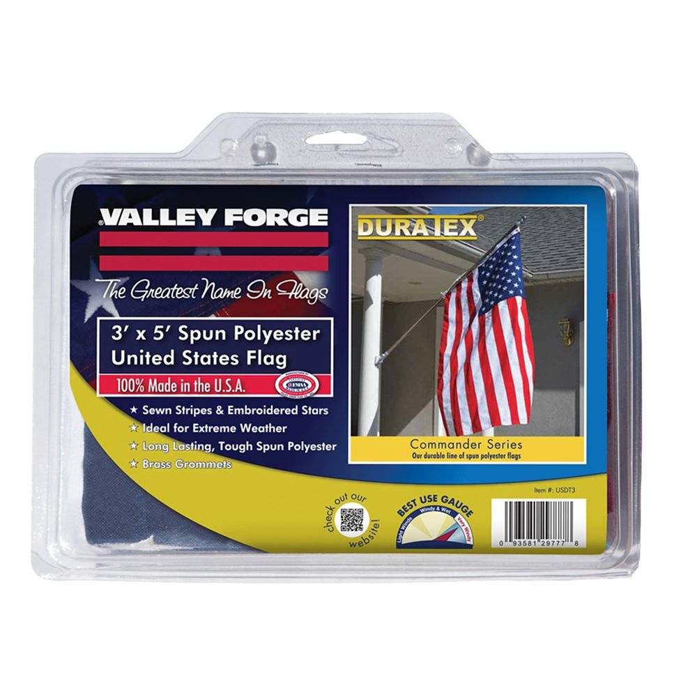 Valley Forge 3 ft. x 5 ft. Spun Polyester USA Flag