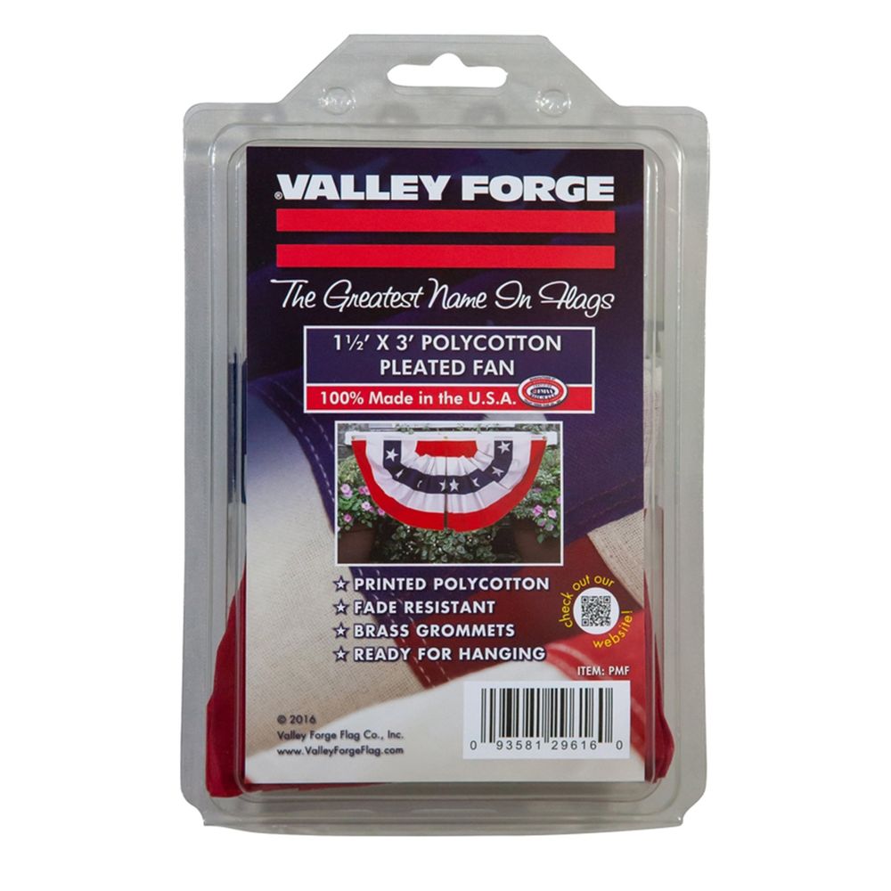 Valley Forge 1-1/2 ft. x 3 ft. Polycotton Pleated Mini-Fan Flag