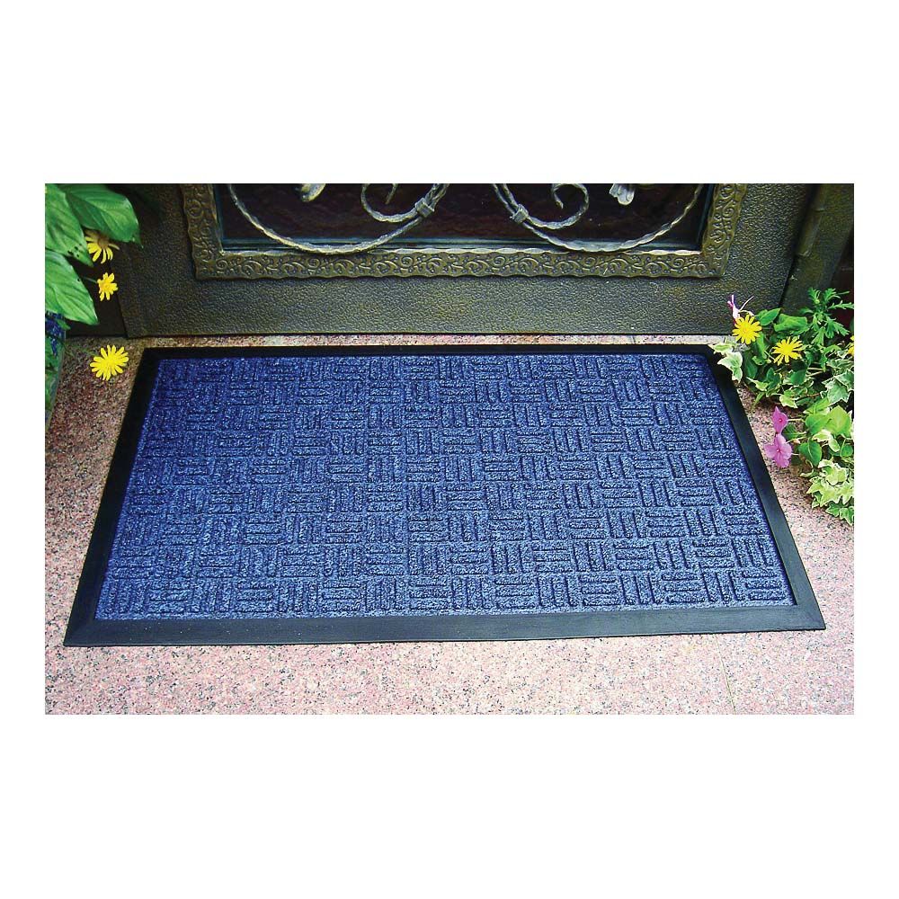 Simple Spaces 18 in. x 30 in. Blue Rubber Door Mat