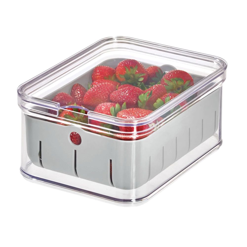 Interdesign Clear and Gray Plastic Berry Storage Bin