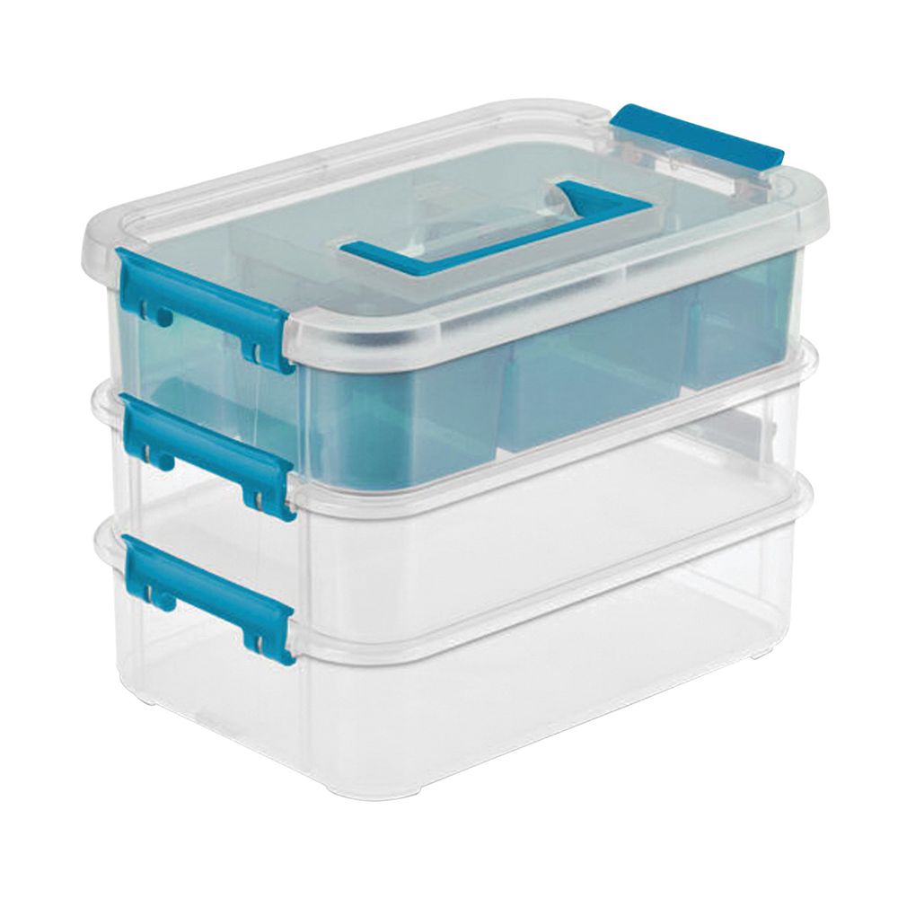 Sterilite 3-Layer Stack and Carry Clear Tray Organizer