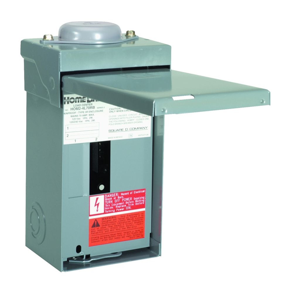 Square D Homeline 70 Amp 2-Space 4-Circuit Outdoor Main Lug Load Center
