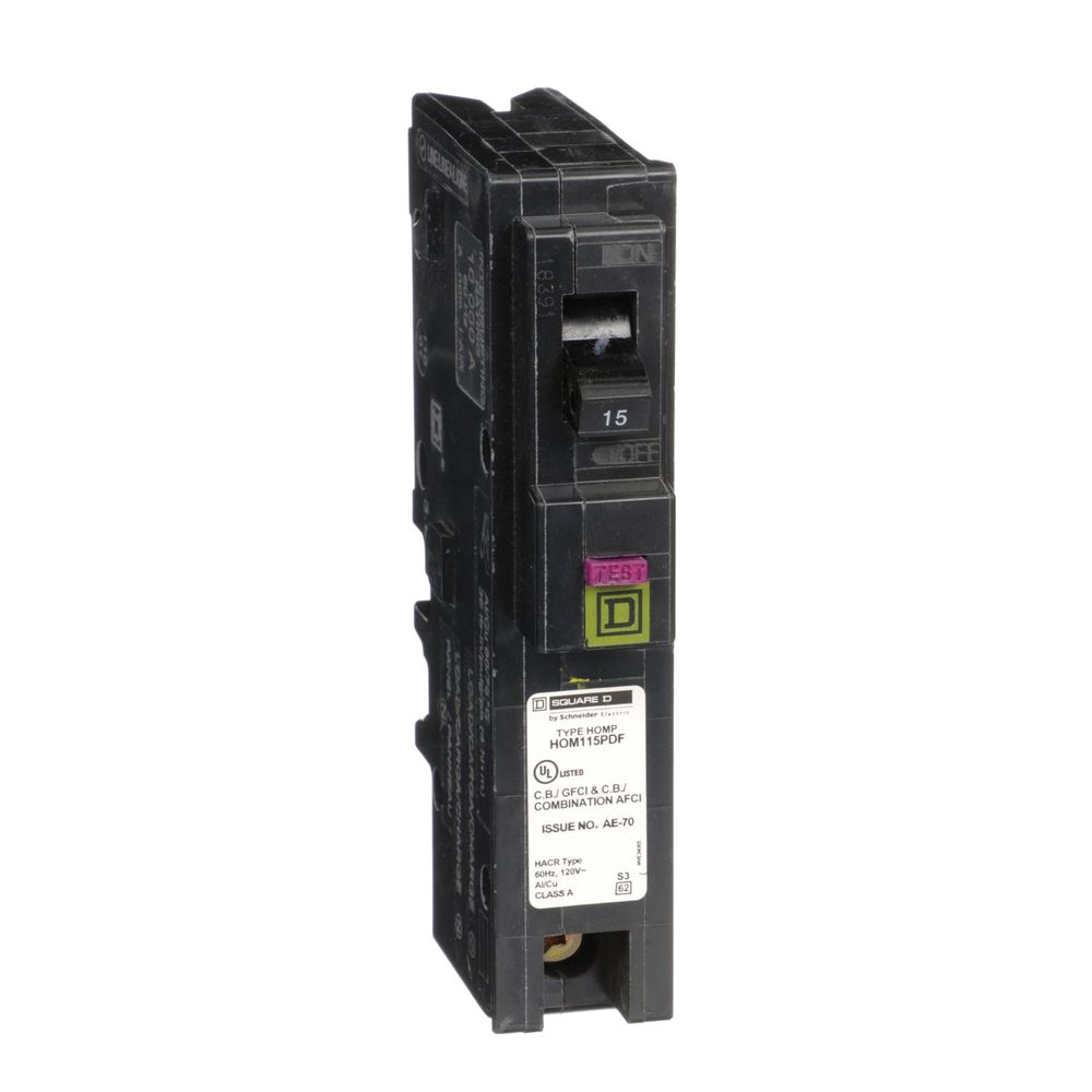 Square D 15 Amp 1-Pole Dual Function CAFCI/GFCI Circuit Breaker