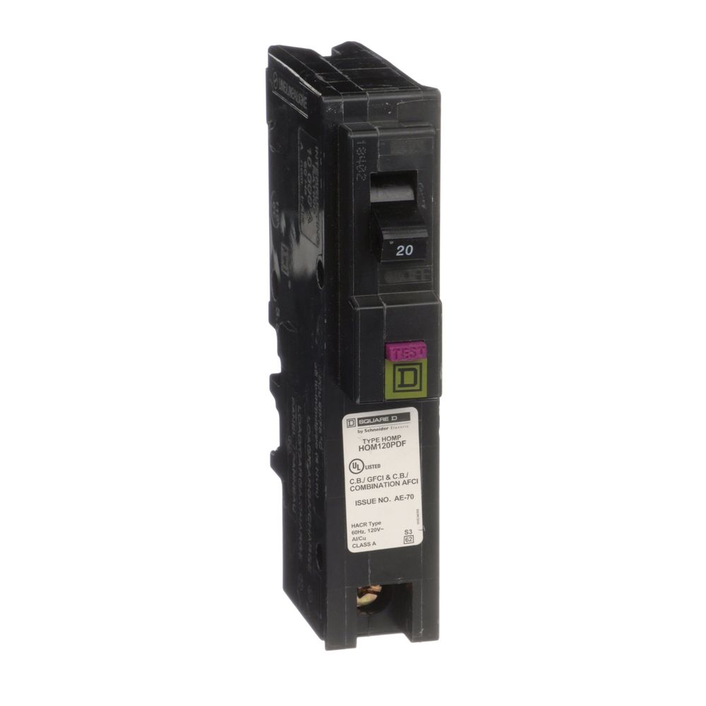 Square D 20 AMP 1-Pole CAFCI and GFCI Circuit Breaker