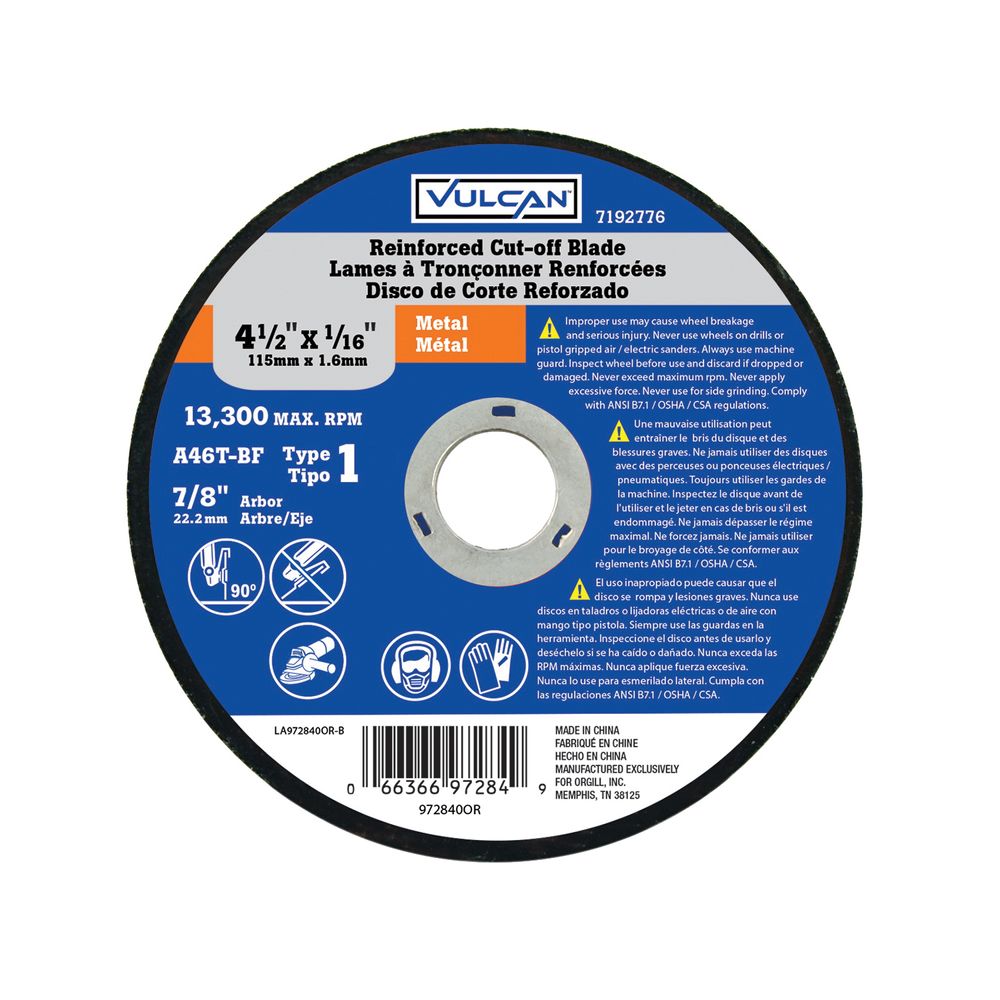 Vulcan 4-1/2 in. x 1/16 in. Abrasive Cut-Off Wheel