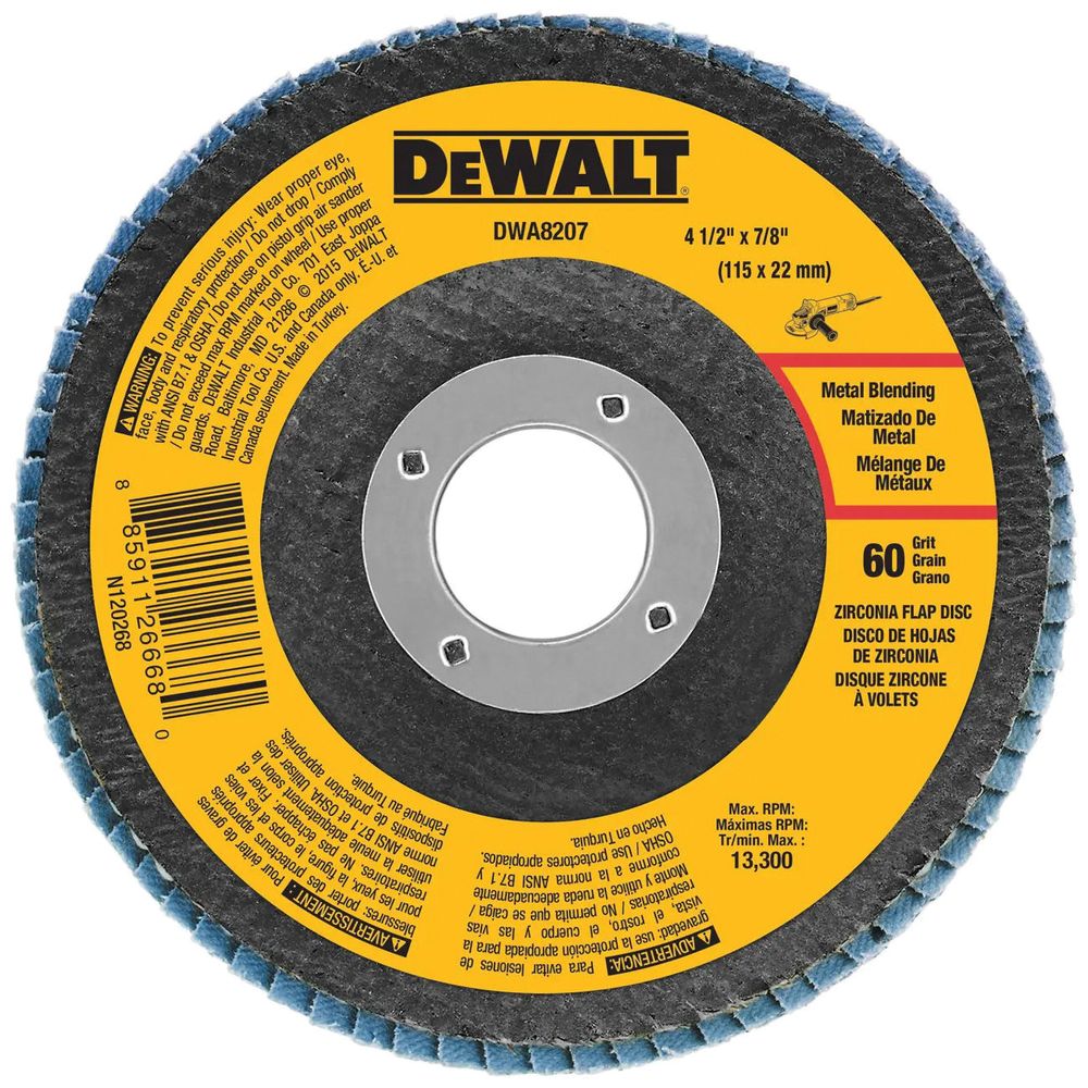 DEWALT 4-1/2 in. x 7/8 in. 60 Grit Zirconia Flap Disc