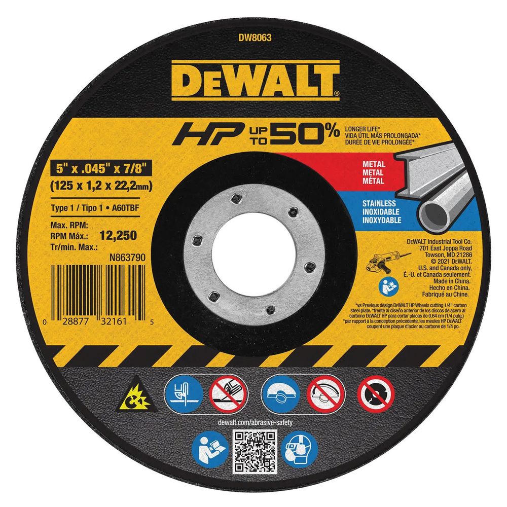 Dewalt 5 in. x 7/8 in. Thin Metal Cutoff Wheel