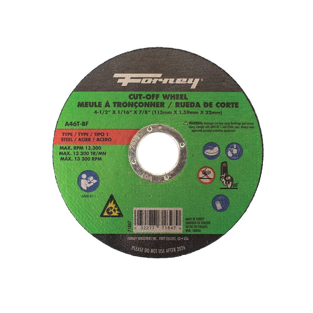 Forney 4-1/2 in. x 1/16 in. x 7/8 in. Metal Cut-Off Wheel