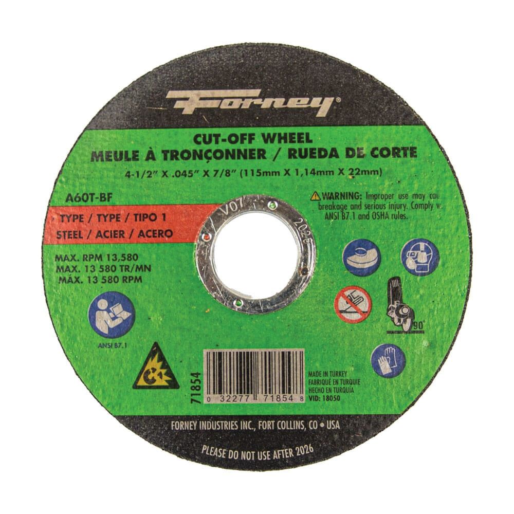 Forney 4-1/2 in. x 3/64 in. x 7/8 in. Metal Cut-Off Wheel