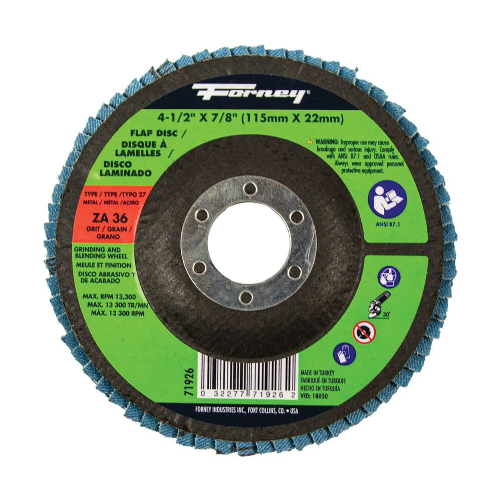 Forney 4-1/2 in. 36 Grit Type 27 Flap Disc