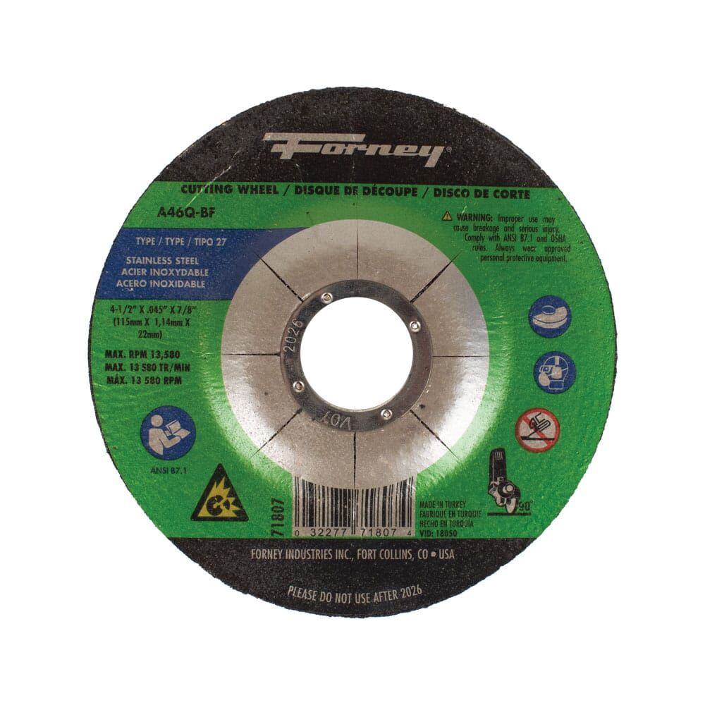 Forney 4-1/2 in. x 3/64 in. x 7/8 in. Stainless Steel Cut-Off Wheel