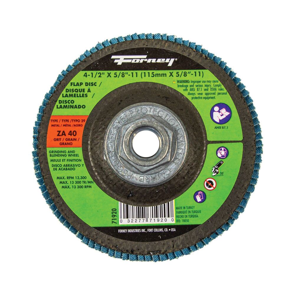 Forney 4-1/2 in. 40 Grit Type 29 High Density Flap Disc
