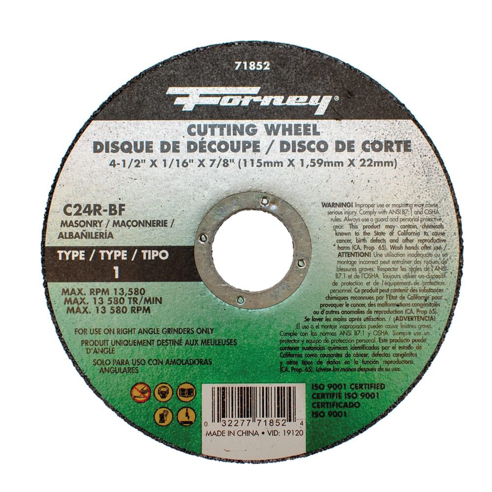 Forney 4-1/2 in. x 1/16 in. x 7/8 in. Masonry Cut-Off Wheel